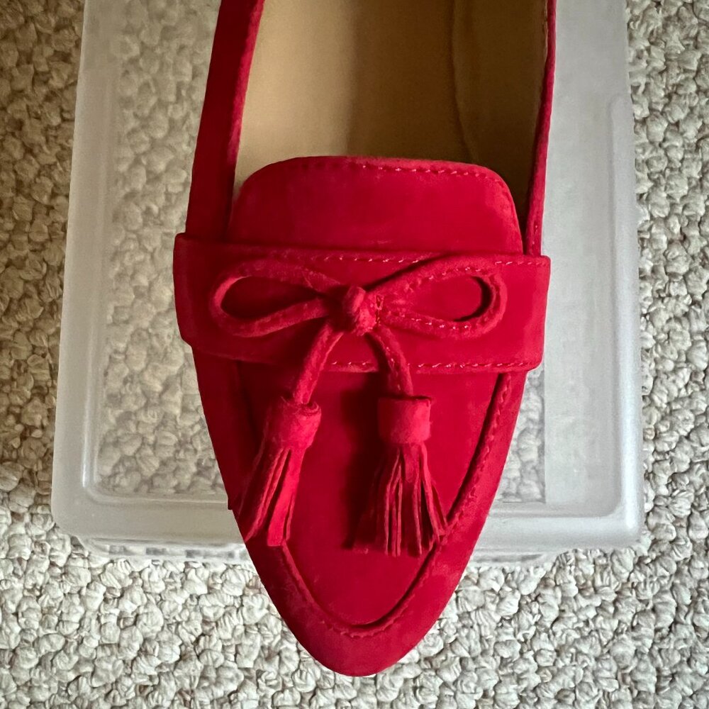 TALBOTS - Francesca Suede Driving Flats -- Red Pop -- NEW, no Box - Picture 2 of 11